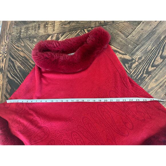 Glam Old Money Luxury Mobwife Poncho Acrylic Fall Winter Fringe Faux Fur Pattern - Picture 4 of 7